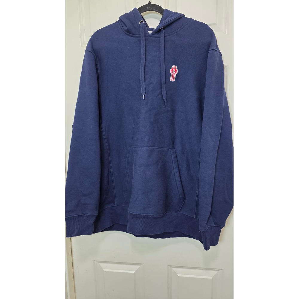 Sport-Tek‎ Kenworth Hoodie Mens XL Navy Blue Pullover Sweatshirt Trucking Logo - Picture 2 of 9